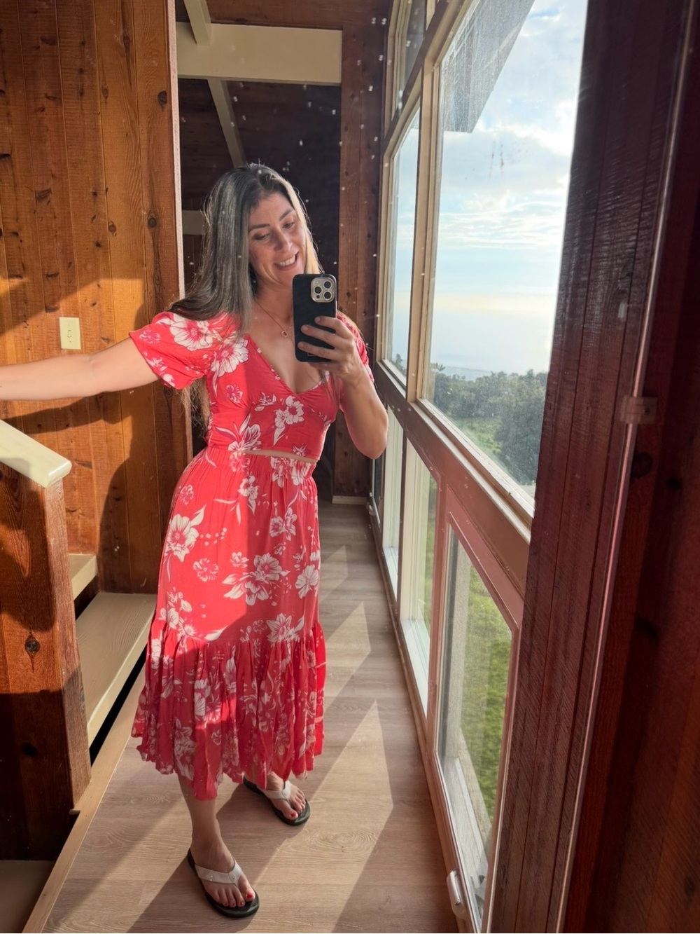 Tiare Hawaii Red Floral two-piece with V-Neck